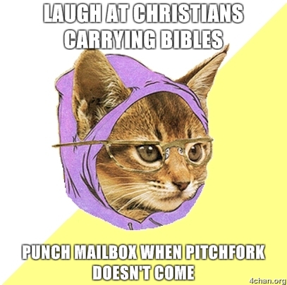 Laugh at Christians carrying bibles punch mailbox when Pitchfork doesnt come